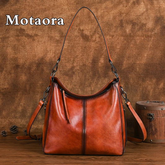 MOTAORA Vintage Cowhide Woman Shoulder Bag For Women's Luxury Large Capacity Handbag Soft Genuine Leather Crossbody Bags New
