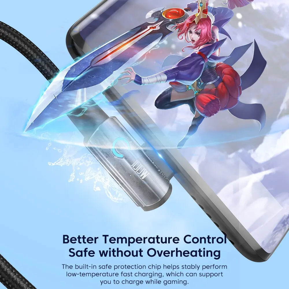 كابل Toocki 6A USB C بزاوية 90 درجة لشحن سريع 100 واط لهاتف OPPO وHonor وHuawei وOneplus وRealme وسلك بيانات الشاحن