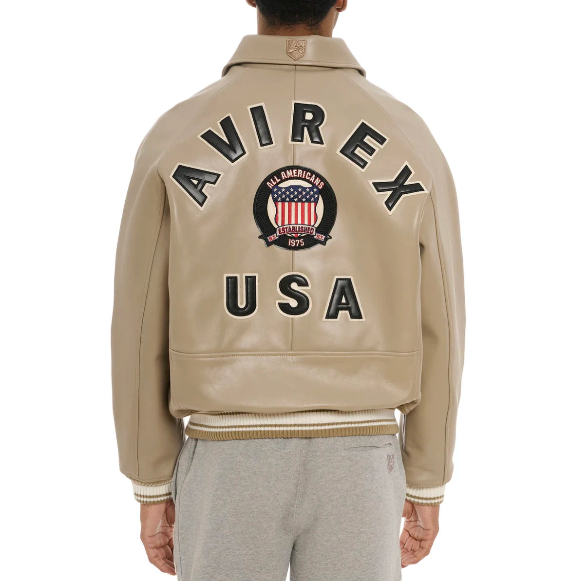 AVIREX  new listing leather flight suit jacket French sheepskin men's fat plus size loose version of the casual spring coat