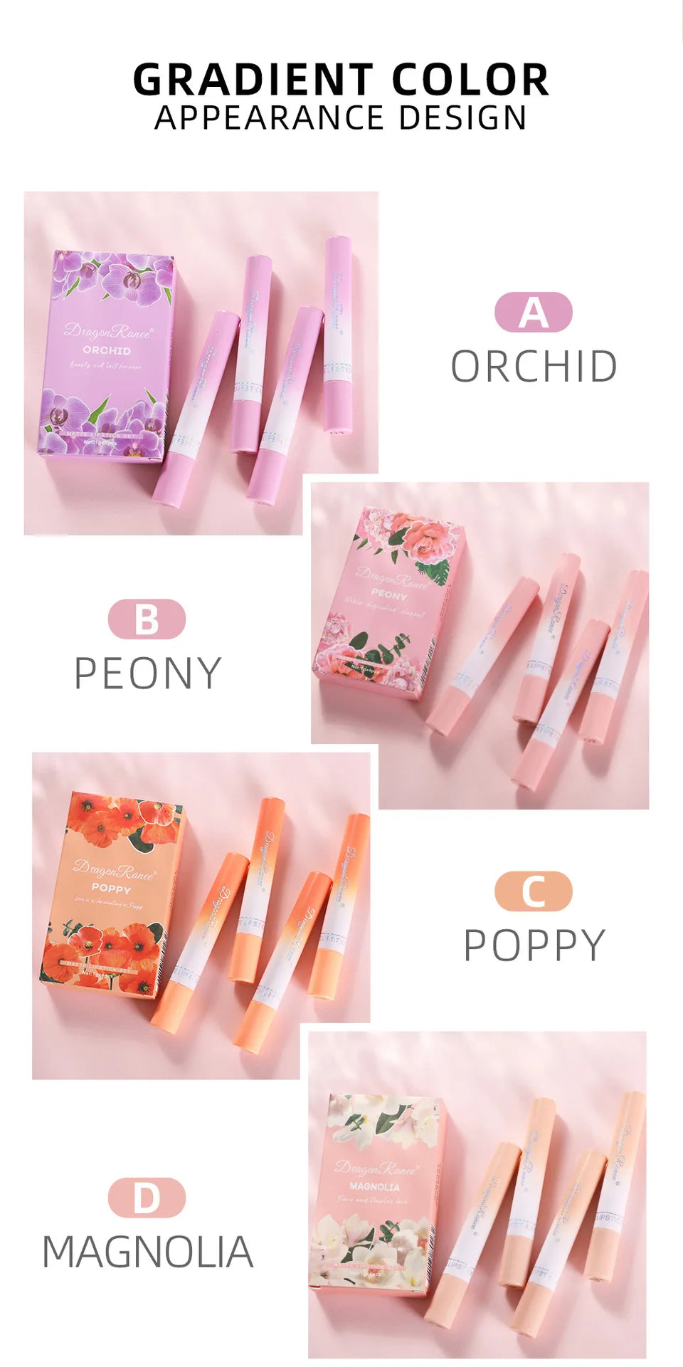 Dragon Ranee 4pcs/Set Cigarette Lipstick Matte Matte Lipstick Eat Earth Pumpkin Dirty Orange Chilli Red