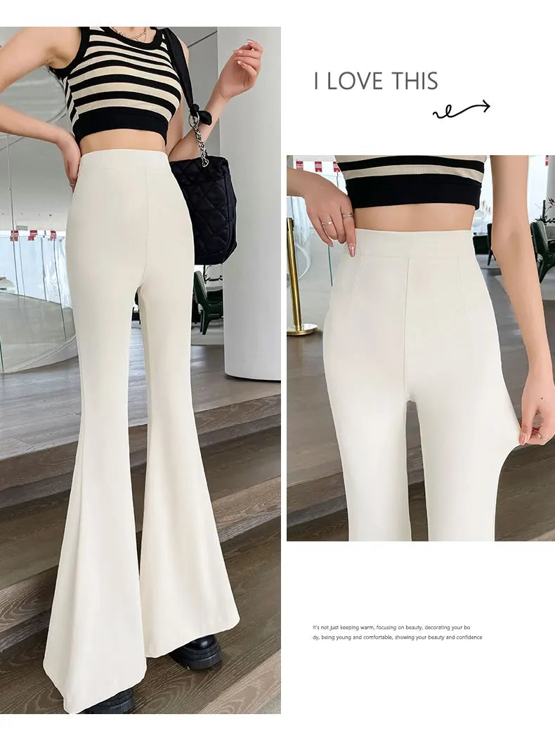 Bla Slimming High Waist Wide Leg Pants Women's Summer Thin Extended Tall Micro Flared Casual Drapey Commute Sle Trousers