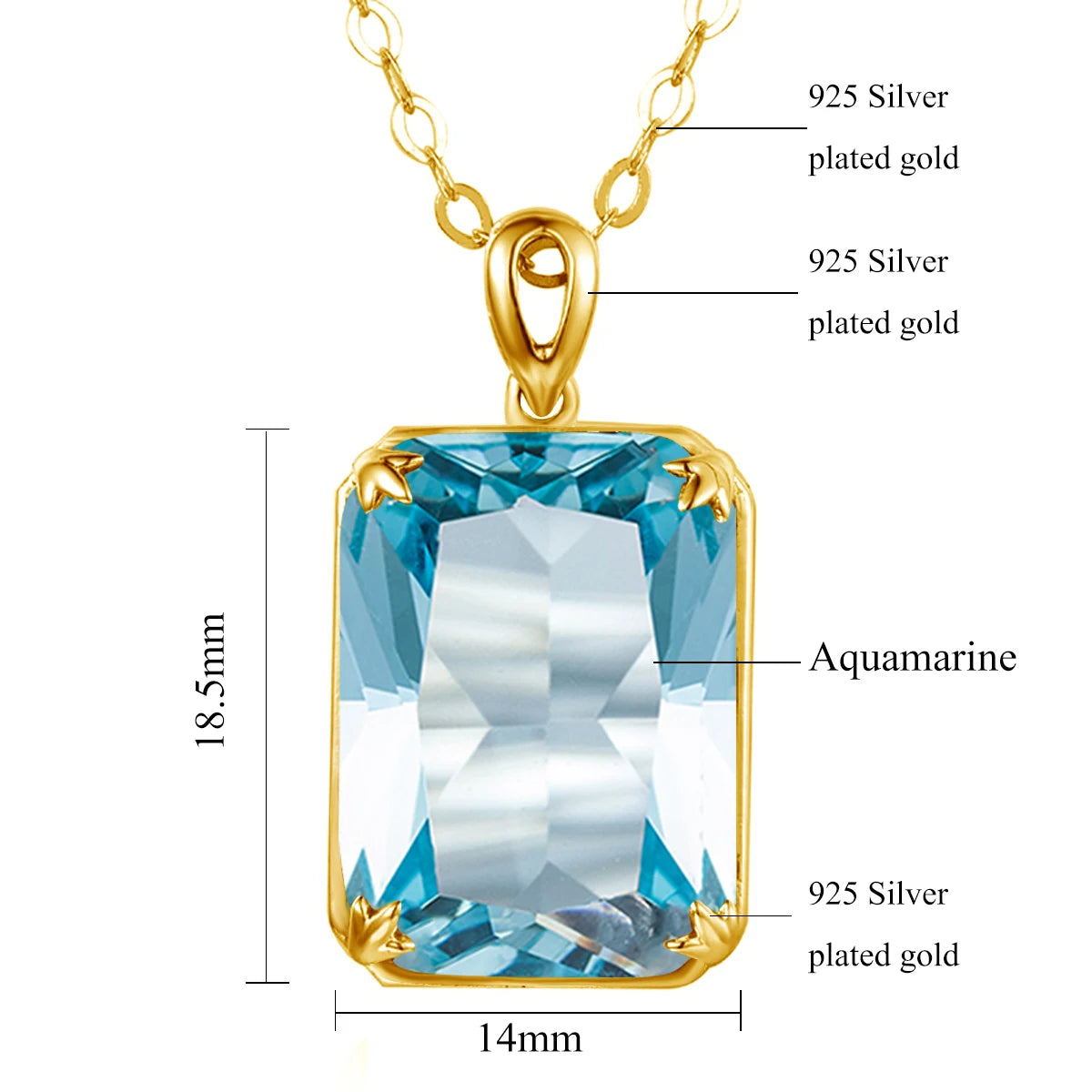 Classic Jewelry Sets for Women 18K Gold Plated Aquamarine Ring Earrings Pendant Silver 925 Anniversary Wedding Quality Gifts