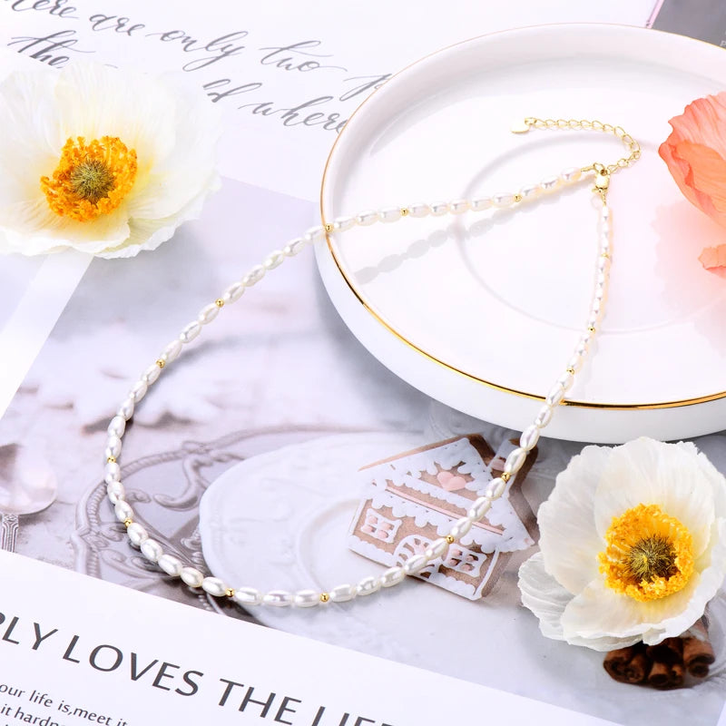 Lnngy Baroque Pearl Pendant Necklace S925 Sterling Silver Natural White Freshwater Pearl Necklace For Ladies Grace Jewelry Gift
