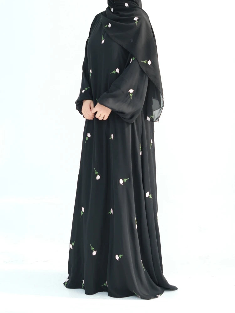 Black Muslim Kaftan Abaya Damen Dubai Arabic Embroidery Dresses Prayer Clothes Women Marocain Robe Femme Musulmane Vestidos New