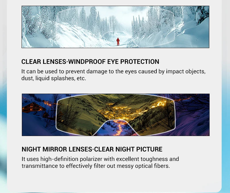 KAPVOE Men Women Double Layers Anti-Fog Ski Goggles Snowmobile Eyewear Outdoor Sport Snow Snowboard Glasses Magnetic Lenses New