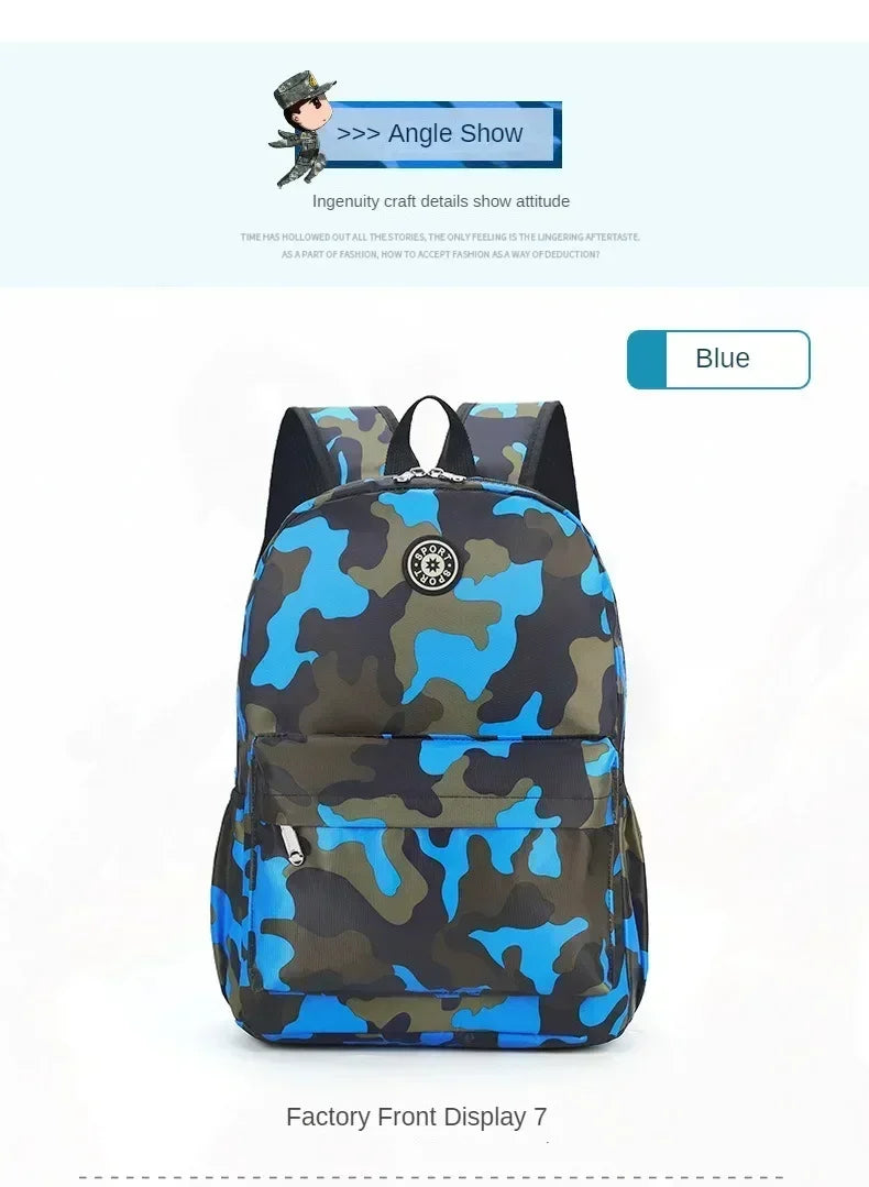 Children's Backpack Camouflage Backpack Elementary School Backpack Boys and Girls Reduce Burden First and Second Grade Backpack
