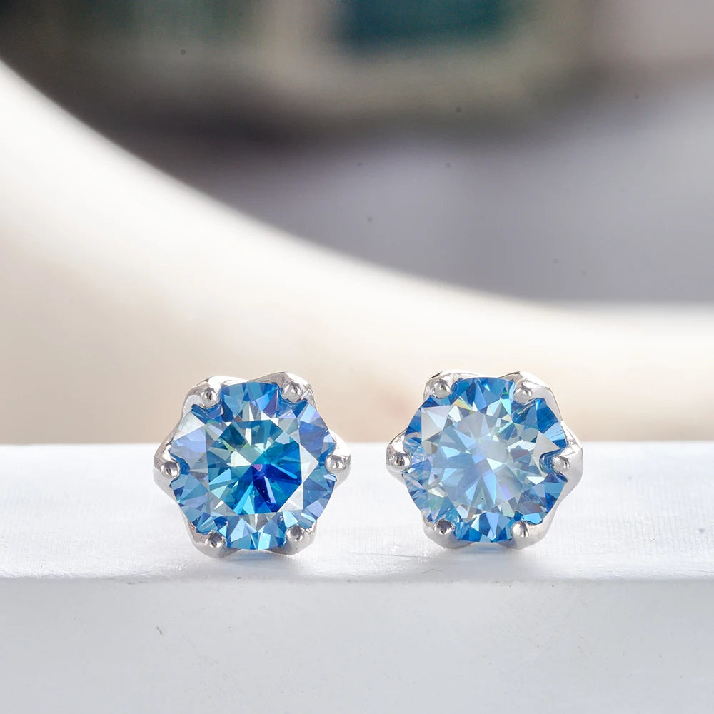 JoyceJelly 1/2/4CT VVS D Color Moissanite Russian Cut 8H8A Lab Diamond Stud Earrings For Women S925 Sterling Silver Fine Jewelry