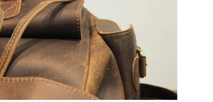 Crazy Horse Leather Shoulder Bag Retro Handmade Ladies Backpack Shoulder Diagonal Travel College School Bags For Teenage Girls