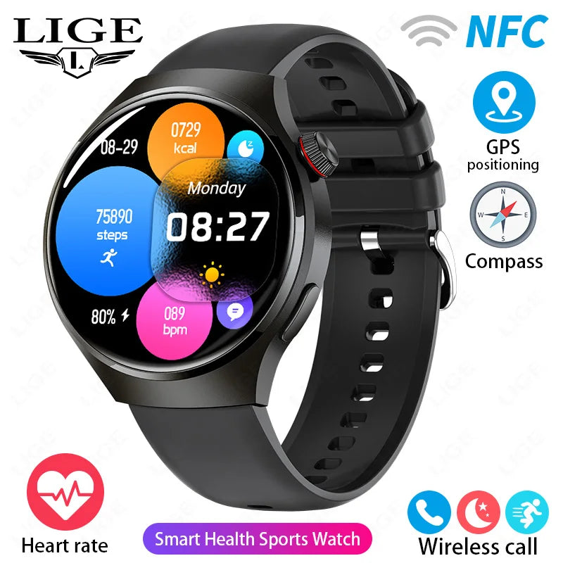 LIGE New Smart Watch Men 1.52 inch Full touch Screen  Bluetooth Call Heart Rate Waterproof Men SmartWatch For GPS Sport Tracker