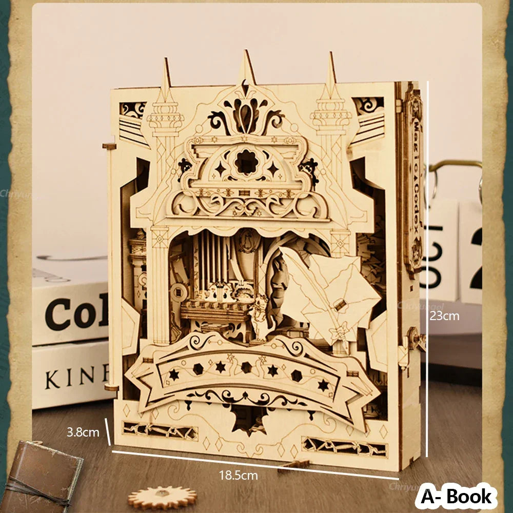 Book of Secrets 3D Puzzle Wooden DIY Assembly Miniature House Kit Home Living Room Decor Crafts Gift for Adults Kids 2 Styles