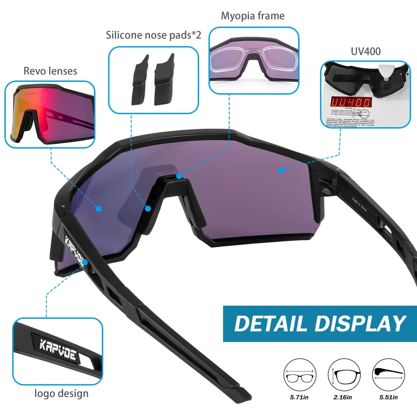 Kapvoe Cycling Glasses Road Cycling Goggles Outdoor UV400 Sunglasses Sports Protection MTB Road Mountain Bicycle Drive 4lens