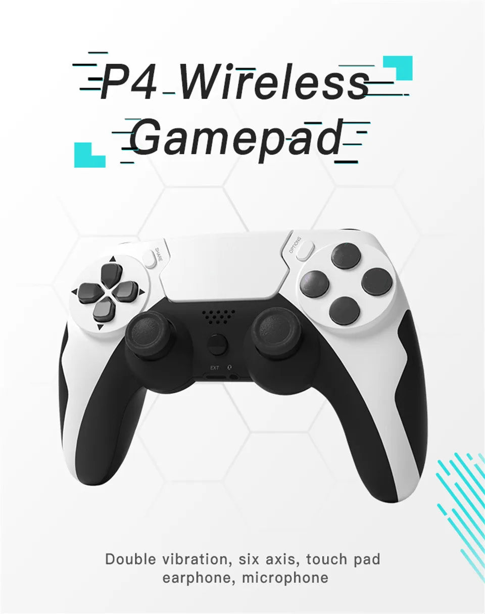GAMINJA Wireless Controller Bluetooth Gamepad Double Vibration 6Axis Joypad Touchpad Microphone Earphone Port For PS4 PS3 PC