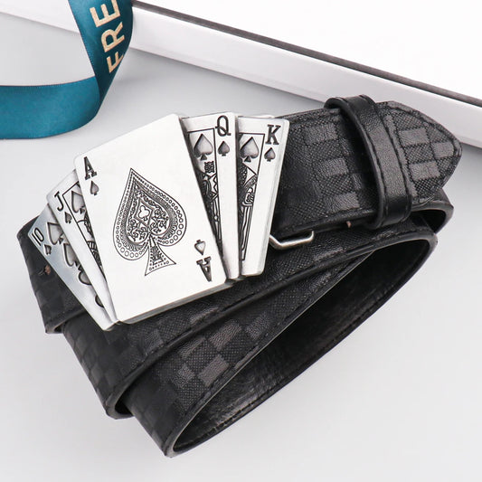 A men's and women's casual retro belt Western style! PU leather belt with metal buckle, suitable for daily work wear