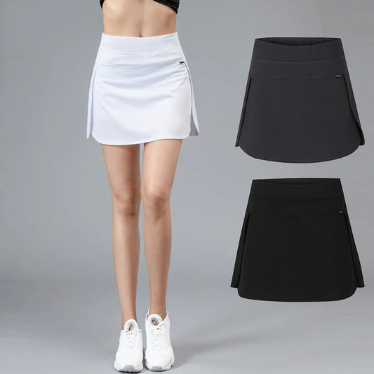 Motion Short Skirt Summer Women Elastic Waist Forking Fake Two Pieces High Waist Bodybuilding Casual Affordable All-match Skirt