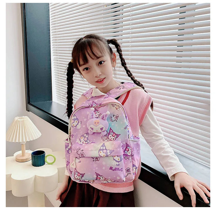 Sanrio Hello Kitty Kuromi Cinnamoroll New Fashion Children's School Bag Cute Large Capacity Kids Backpack College Bag