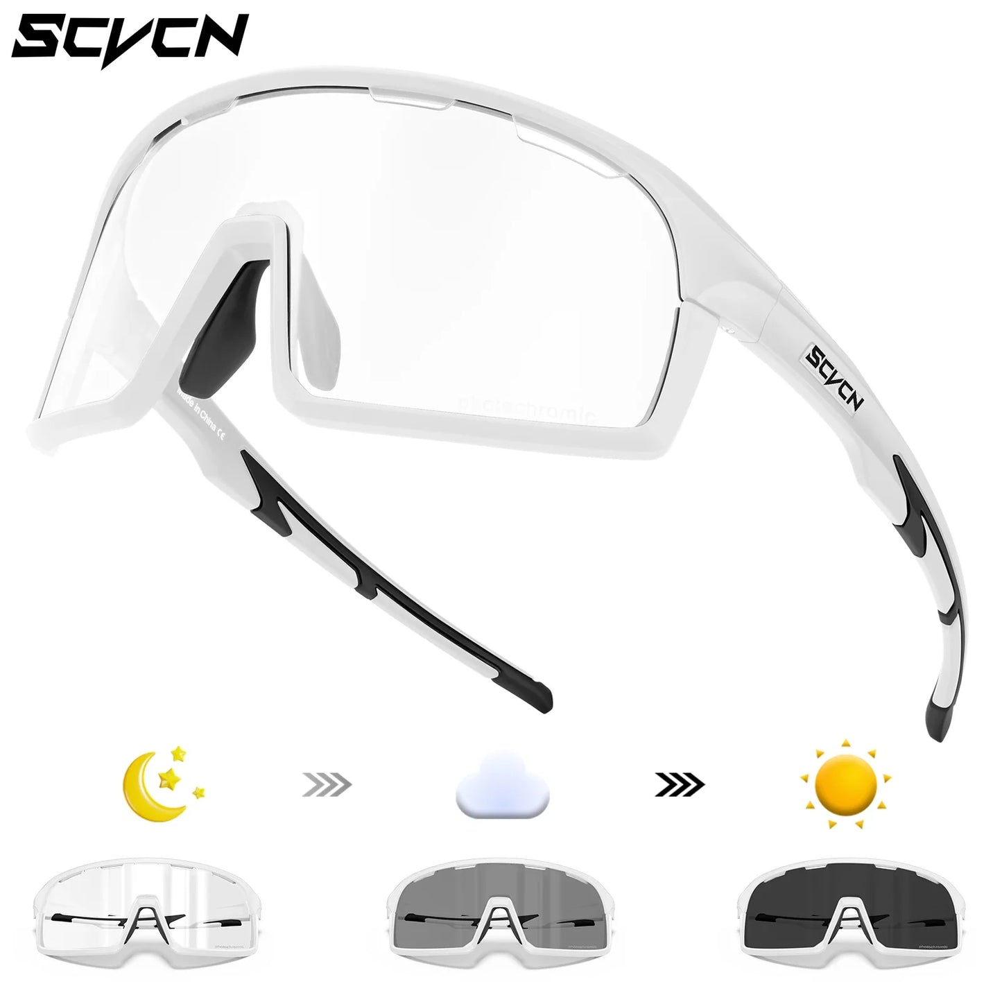 Scvcn Red Photochromic Sunglasses Cycling Blue Outdoor Sports Bike Glasses Man MTB Fishing Glasses Eyewear Bicycle Goggles UV400