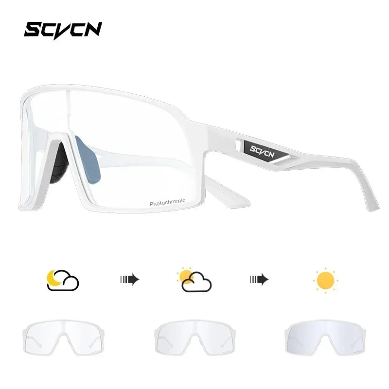 Scvcn Color Photochromic Sunglasses for Men Cycling GlassesWomen MTB Glasses Sports Hiking Running UV400 Lightweight Glasses