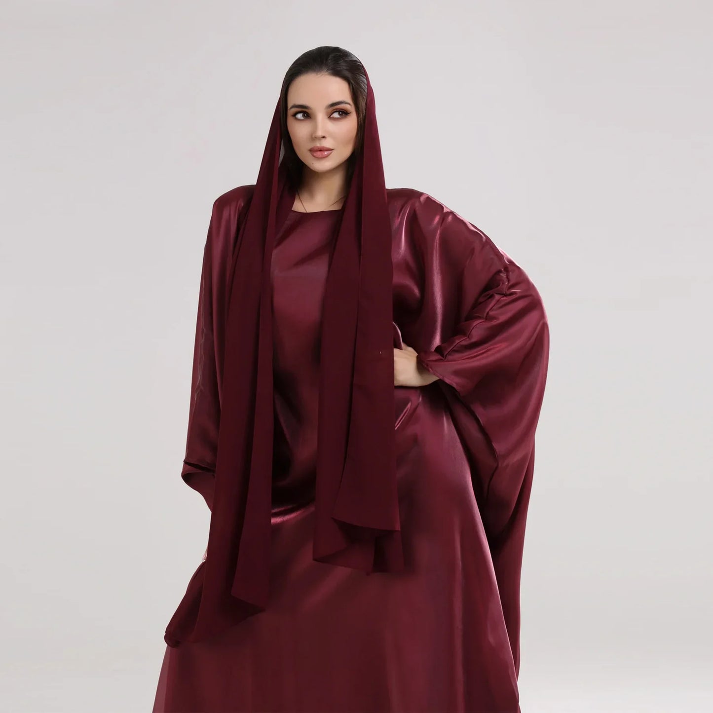 Ramadan Summer Batwing Sleeve Satin Butterfly Abaya Islam Muslim Maxi Dress Kebaya Women Kaftan Robe Musulmane Femme Vestidos