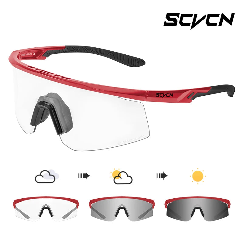 SCVCN Photochromic Sunglasses UV400 Cycling Glasses Bicycle Glasses Sports Men's MTB Road Bike Eyewear Protection Goggles UV400
