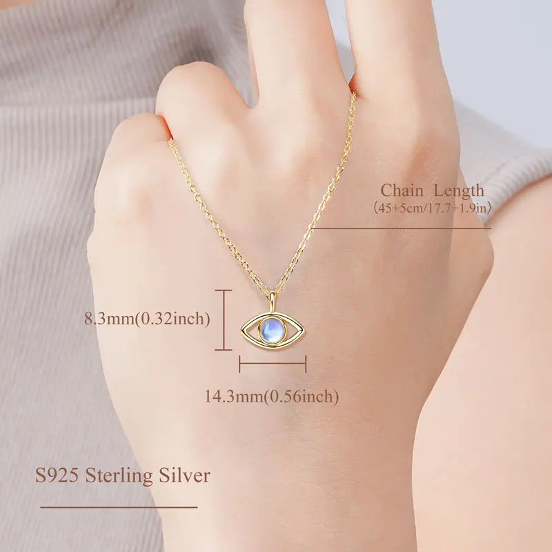 Lnngy Collier Argent 925 Sterling Silver Clavicle Necklace Round Moonstone Artificial Gemstone Pendant Necklaces For Women Gift