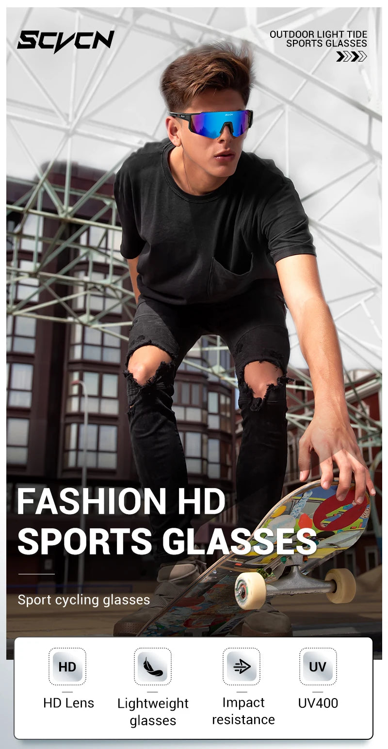 SCVCN Outdoor Bike Cycling Sunglasses Men MTB Road Driving Glasses Sports Women Hiking Bicycle Cycling Glasses UV400 Goggles New