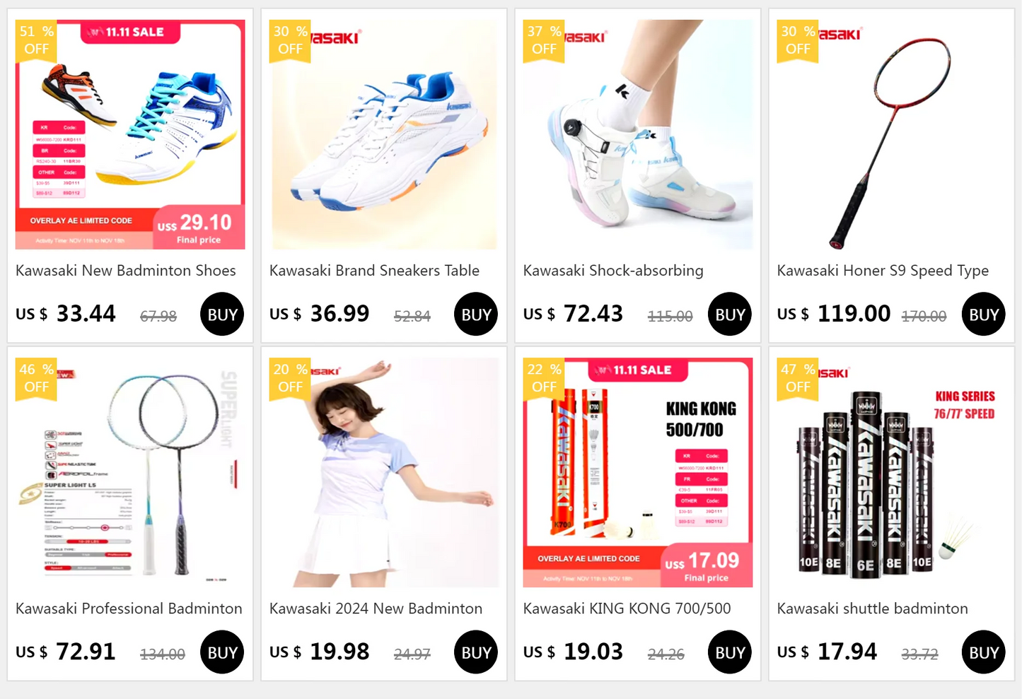 Kawasaki 2023 New A3307 Professional Sports Badminton Shoes Anti Slip and Breathable Badminton Shoes for Men Women