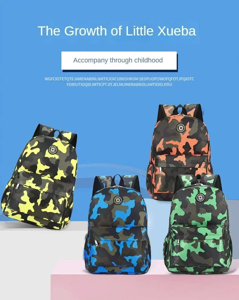 Children's Backpack Camouflage Backpack Elementary School Backpack Boys and Girls Reduce Burden First and Second Grade Backpack
