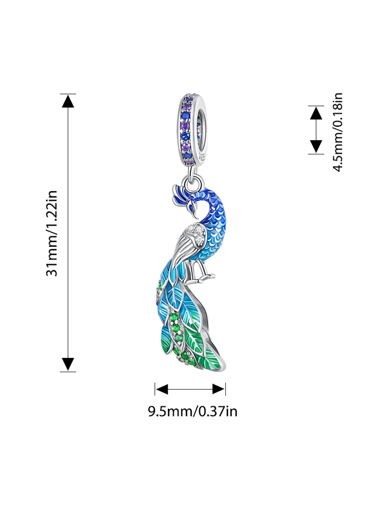 Bamoer  925 Sterling Silver Phoenix Pendant Dragon Charms Enamel Process Plated Platinuma Fit Women DIY Bracelet Fine Jewelry