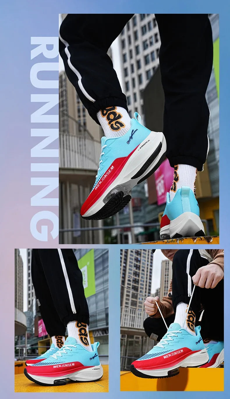 Men's Breathable Sports Shoes Summer Collection Mesh Fabric Double Air Cushion Running Shoes Korean Style The New