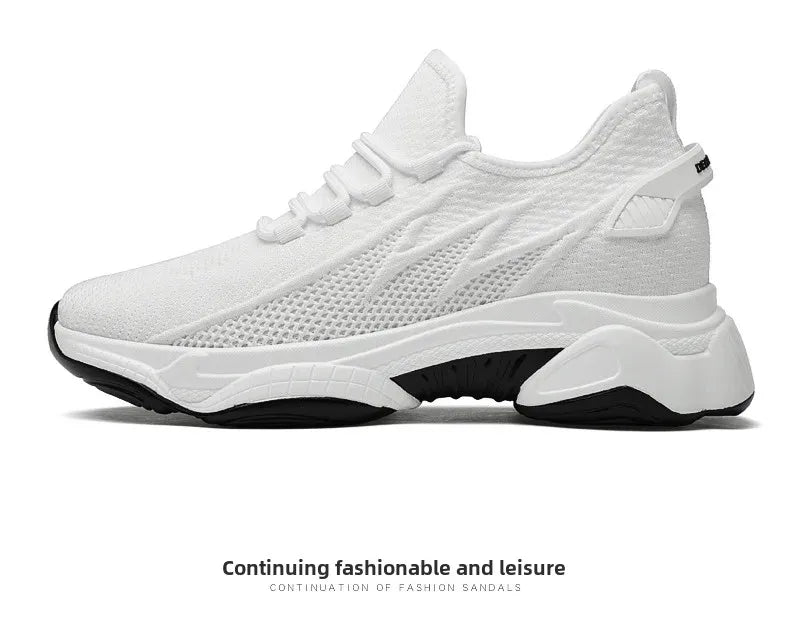 Invisible Heightening 8CM Men's Running Shoes Low Heel Soft Bottom Casual Sports Shoes Breathable Mesh Inner Lining EVA Insole