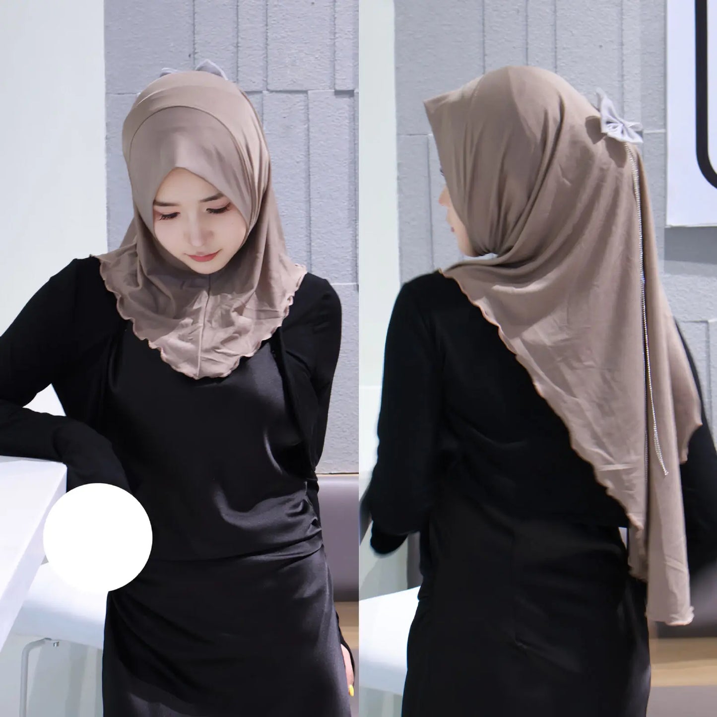 Muslim Elegant Girls Instant Hijab with Bowknot Islamic Women Turban Full Cover Scarves Shawl Arab One Piece Amira Head Wraps