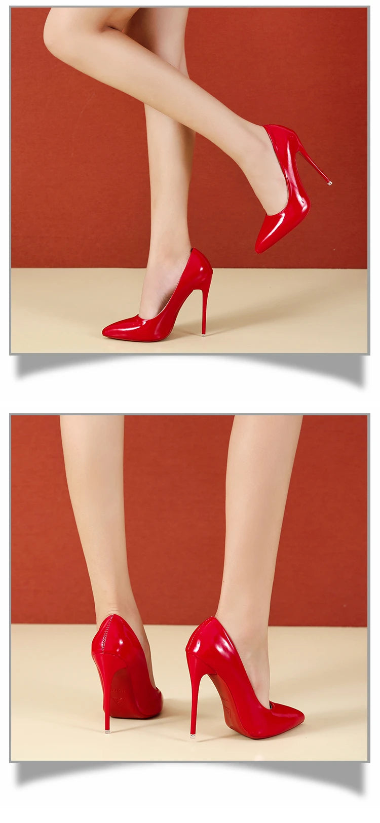 Temperament 12cm Super High Thin Heels Shoes Women Pumps Pointed Toe Colorful Patent Leather Stiletto Wedding Shoe Size 45