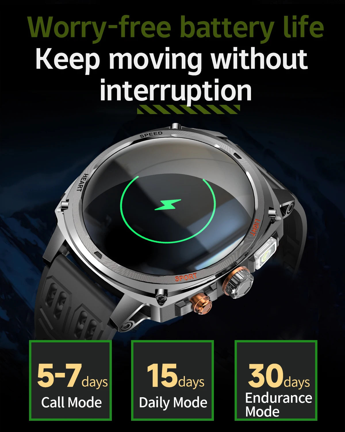 LIGE Rugged Military 1.75-inch AMOLED Screen Smart Watch With LED Flashlight 800mAh Battery Bluetooth Call Smart Watch Men Gift