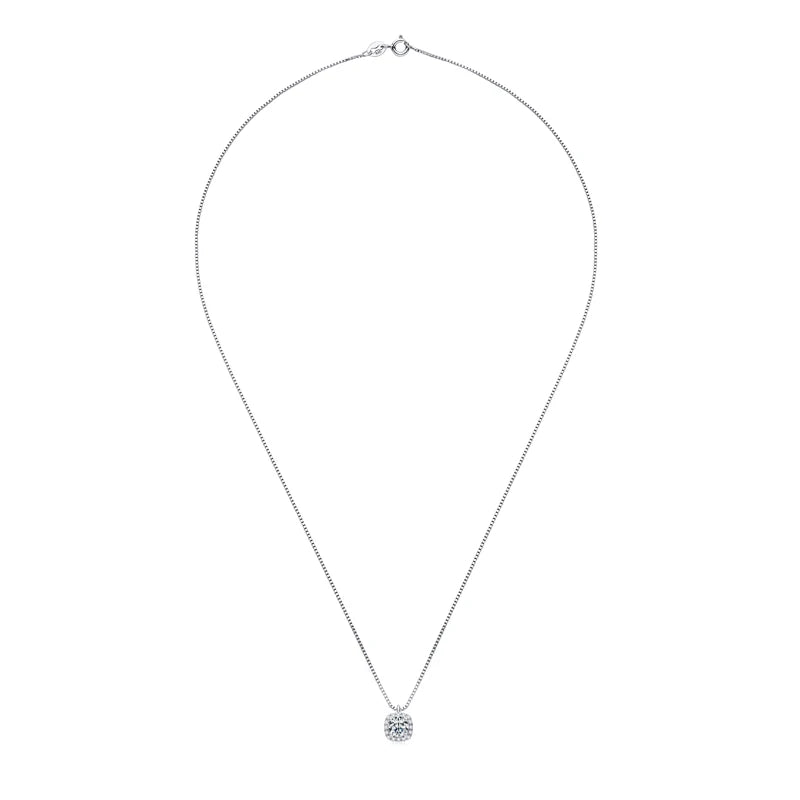 Lnngy Certified GRA Moissanite Halo Ring Square Pendant Necklace Jewelry Set For Couples Real 925 Sterling Silver Wedding Gift