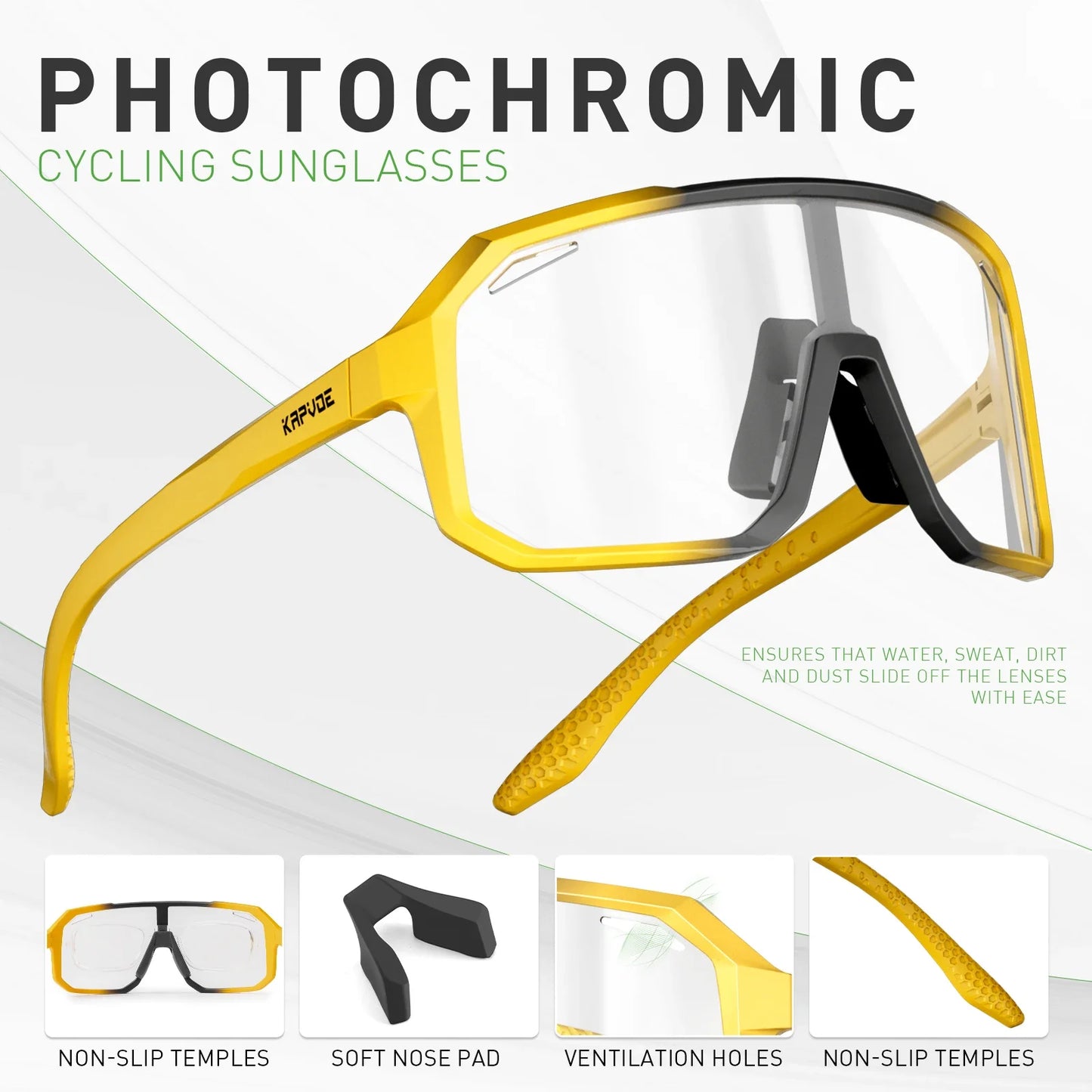 Kapvoe Photochromic Cycling Glasses Men Women Bicycle Glasses MTB Road Bike Eyewear Outdoor Sports Sunglasses Gafas Ciclismo