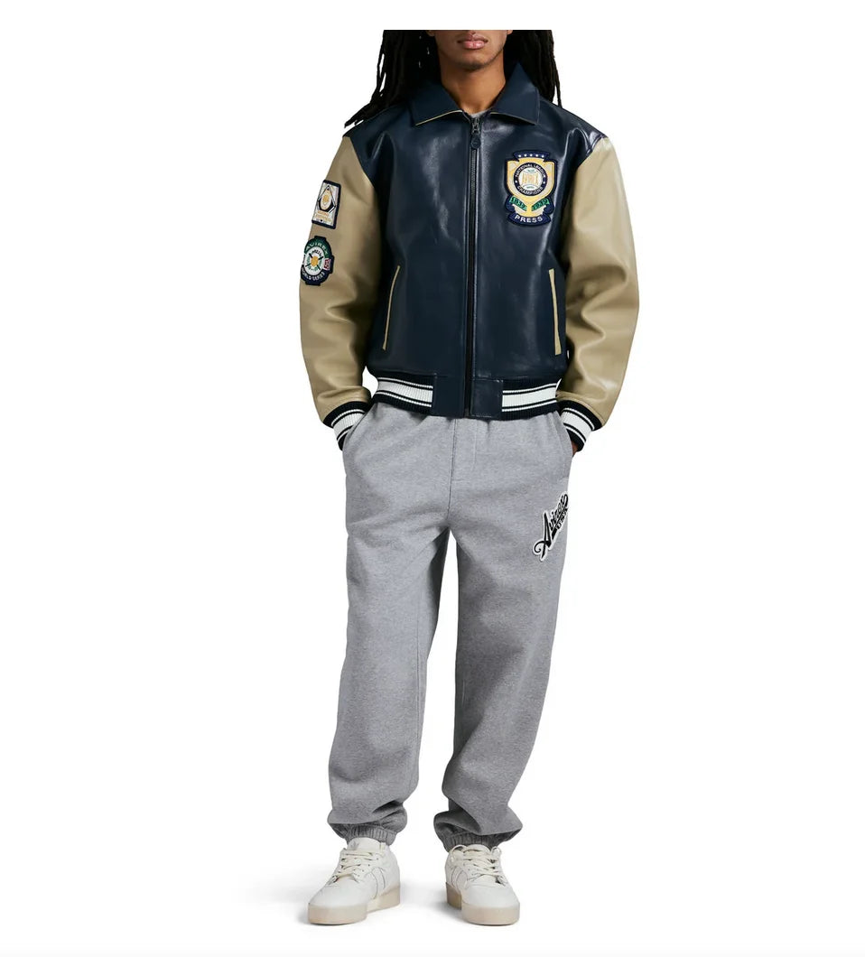 Avirex Spring 2025 new World Series jacket European antique sheepskin  leather jacket men's jacket embroidered casual coat tops