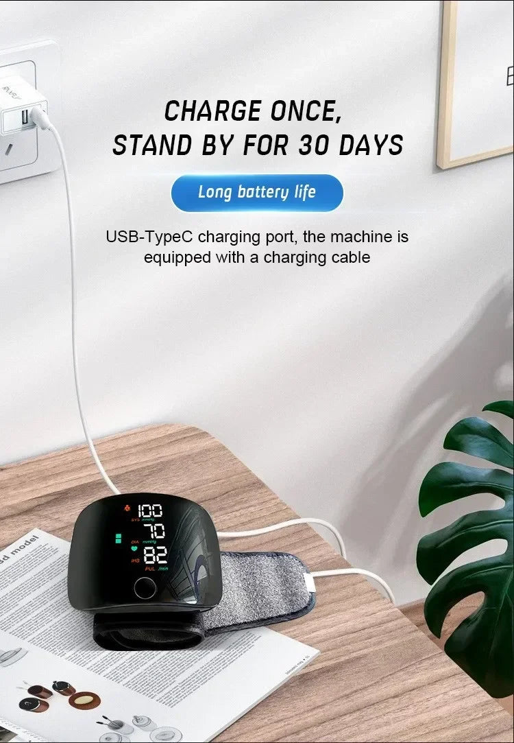 🖤 LINGKUN Wrist Blood Pressure Monitor,
LED Display | Fast Measurement | Digital Tensiometer | Heart Rate | USB Rechargeable