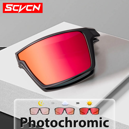 SCVCN Outdoor Photochromic Anti-fog Sunglasses Foldable Cycling Glasses UV400 Light Weight Bicycle Hiking Glasses Men Women New