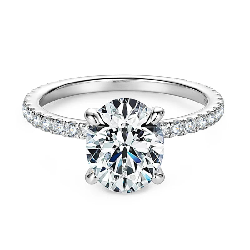 Lnngy Exquisite Oval Cut 10x8mm Simulated Diamond Ring for Women Original 925 Sterling Silver Wedding Engagement Rings Jewelry