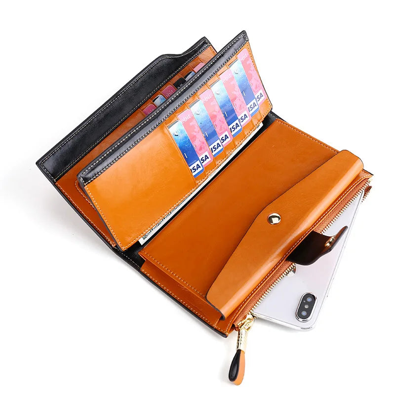 MOTAORA Women's RFID Wallet Luxury Genuine Leather Purse For Women Large Capacity Multi-layer Card Holder Fashion Wallets Ladies
