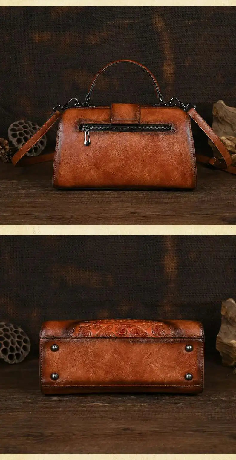 MOTAORA Vintage Embossed Handmade Designer Women's Leather Shoulder & Crossbody Bag Luxury Female Purse 2025 NEW