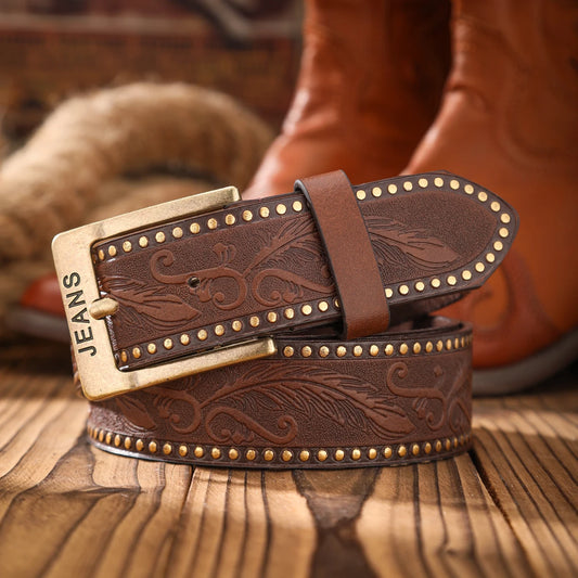 Vintage meets fashion!  Alloy buckle PU belt, suitable for both men and women, to create a personalized Western style