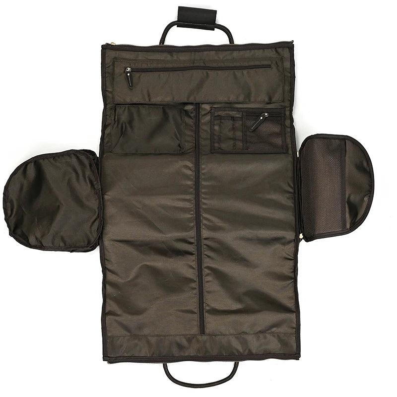 Crazy Horse Leather Folding Suit Bag Man Business Travel Bag With Shoe Pocket Clothes Cover Luggage Duffel Bag Man Bag For Suits