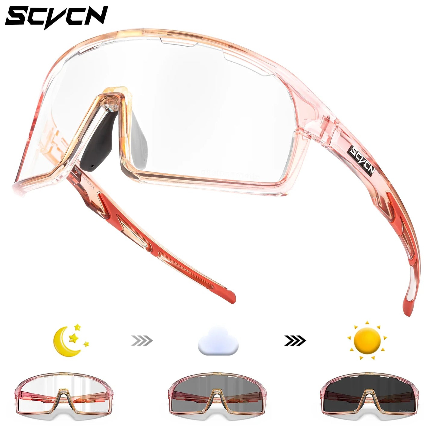 Scvcn Red Photochromic Sunglasses Cycling Blue Outdoor Sports Bike Glasses Man MTB Fishing Glasses Eyewear Bicycle Goggles UV400