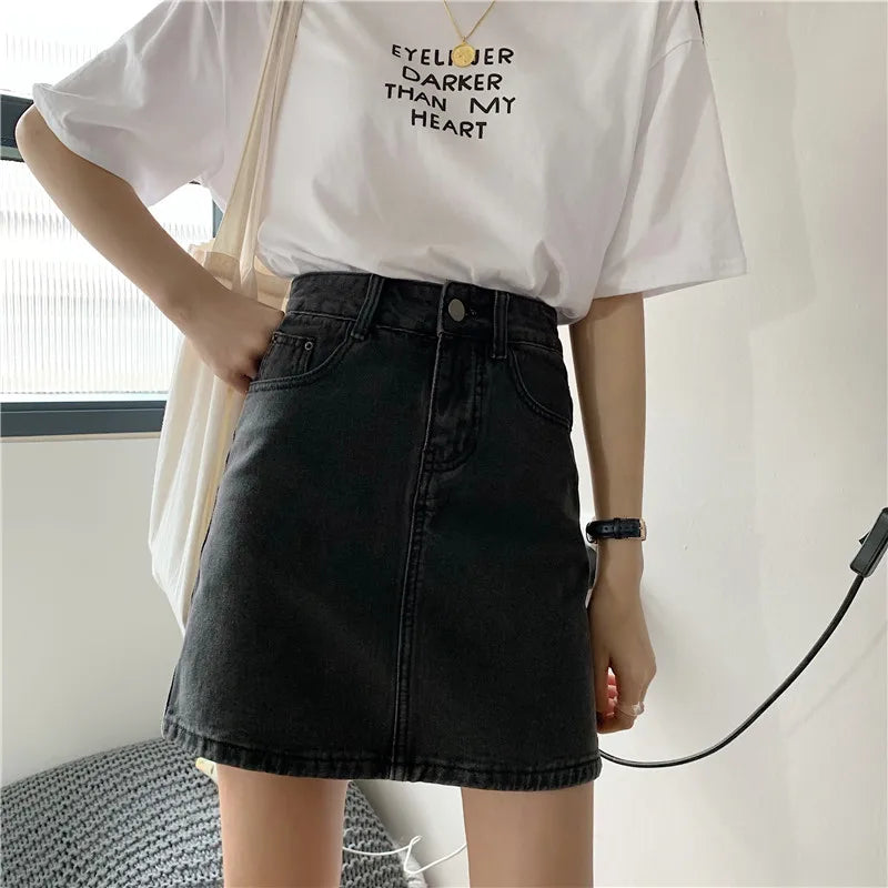 Spring New Women's Denim  Skirt A-Line Flared Skirts Butt Covering Body Slimming f-length for plus Size MM