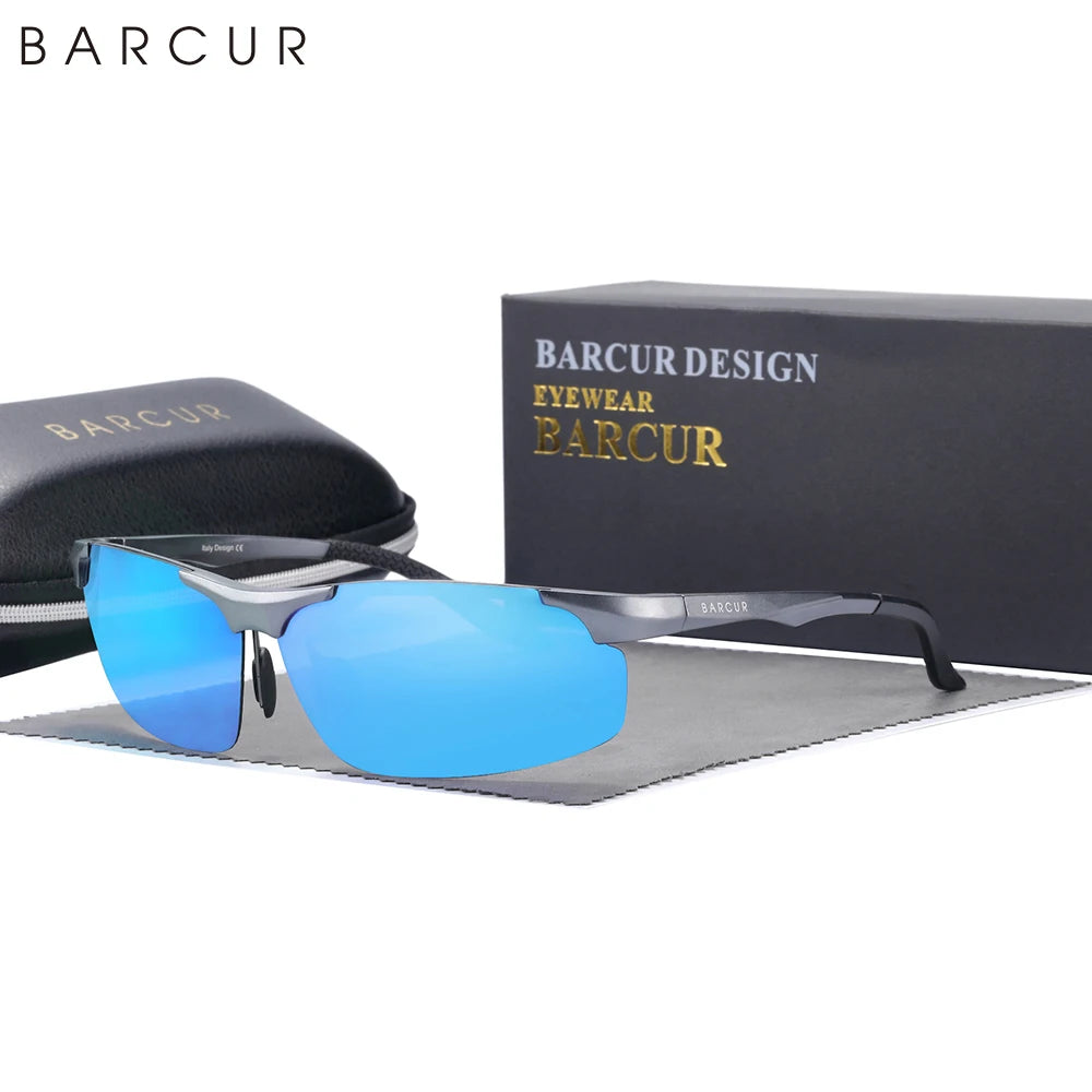 BARCUR Aluminium Magnesium Sunglasses for Men Polarized UVA&B Protection Photochromic Ultralight Sun Glasses Sports Eyewear