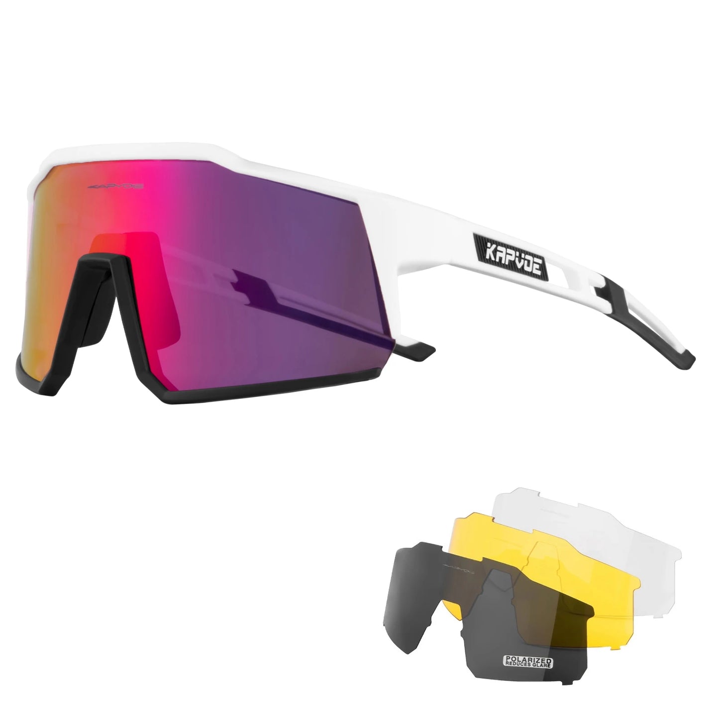 Kapvoe Cycling Glasses Road Cycling Goggles Outdoor UV400 Sunglasses Sports Protection MTB Road Mountain Bicycle Drive 4lens