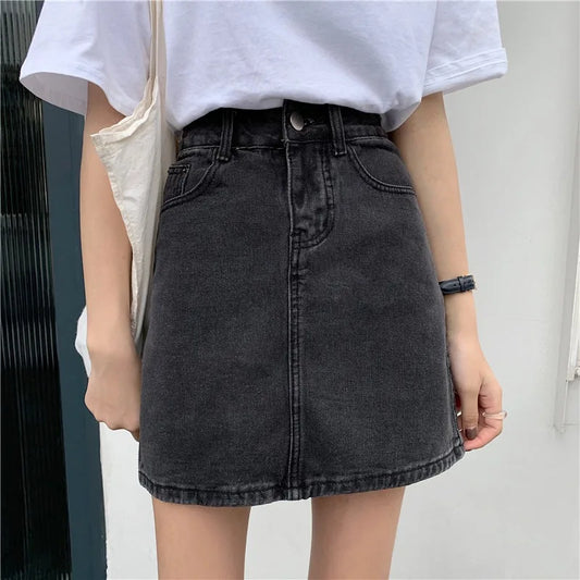 Spring New Women's Denim  Skirt A-Line Flared Skirts Butt Covering Body Slimming f-length for plus Size MM