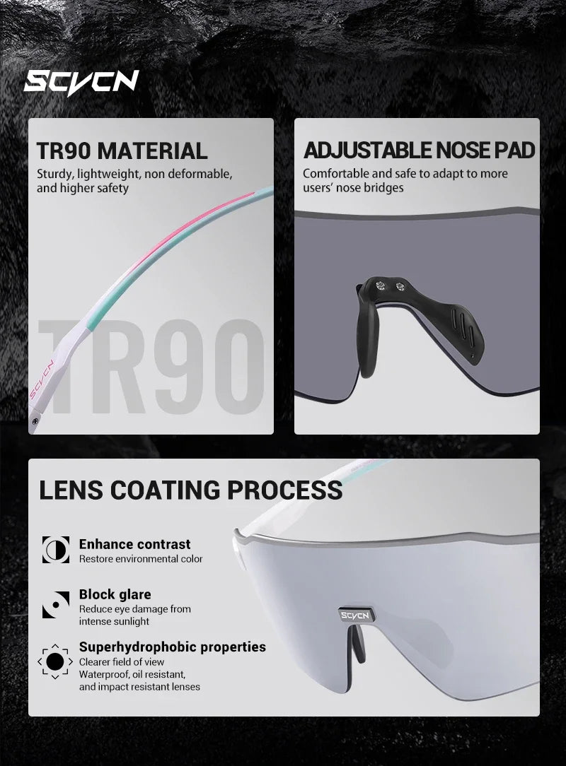 SCVCN New Outdoor Cycling Sunglasses MTB Glasses Bike Cycling UV400 Eyewear Men Women Bicycle Mountain Sports Running Eyewear