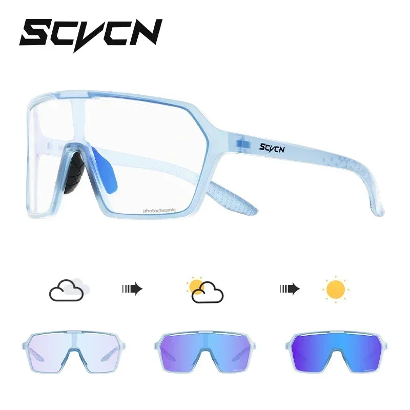SCVCN Photochromic Sunglasses for Men Cycling Glasses UV400n Women Driving Glasses MTB Road Bike Sport Eyewear Running